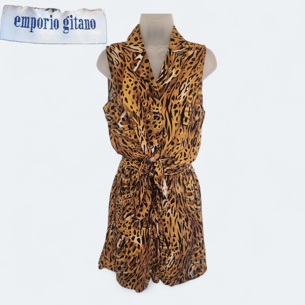 Emporio Gitano Vintage Leopard Print Set (Top M, Bottom S) 2 Piece Co-ord